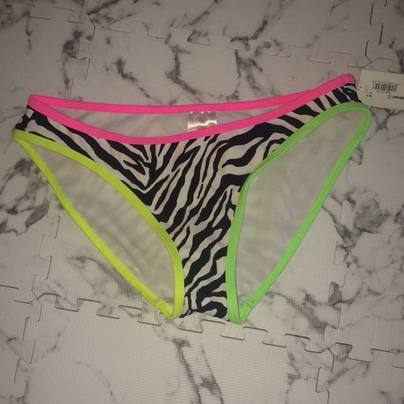 Zebra & Neon Print Bikini Bottoms - Picture 2 of 6